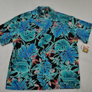 Hilo Hattie Floral Jungle Print Cotton Hawaiian Aloha Shirt Men’s 2XL New